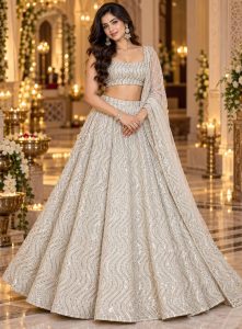 Ivory Sequin Wave Lehenga Set