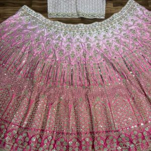 Ombre Pink & Ivory Heavy Gotapatti Designer Lehenga Choli Set