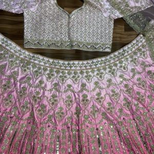 Ombre Pink & Ivory Heavy Gotapatti Designer Lehenga Choli Set