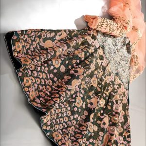 Pastel Peach & Sage Green Embroidered Designer Lehenga Choli Set
