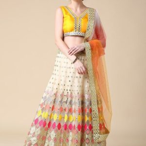 Pastel Rainbow Striped Lehenga Set