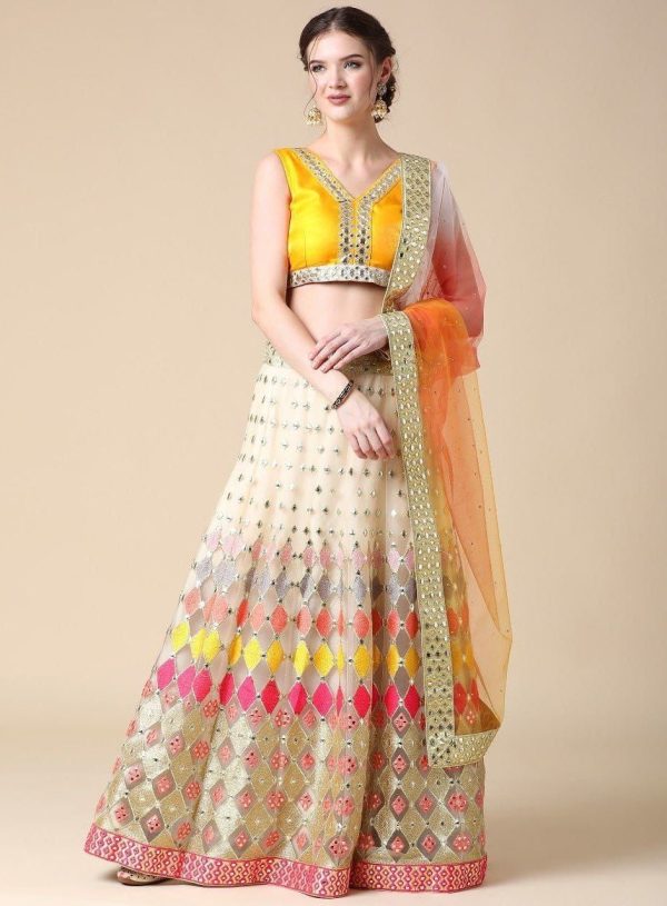 Pastel Rainbow Striped Lehenga Set
