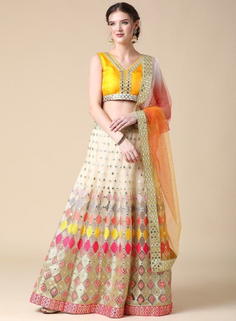 Pastel Rainbow Striped Lehenga Set
