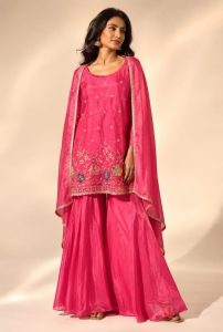 Pink Embroidered Ladies Dress with Dupatta