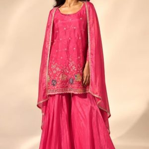 Pink Embroidered Ladies Dress with Dupatta