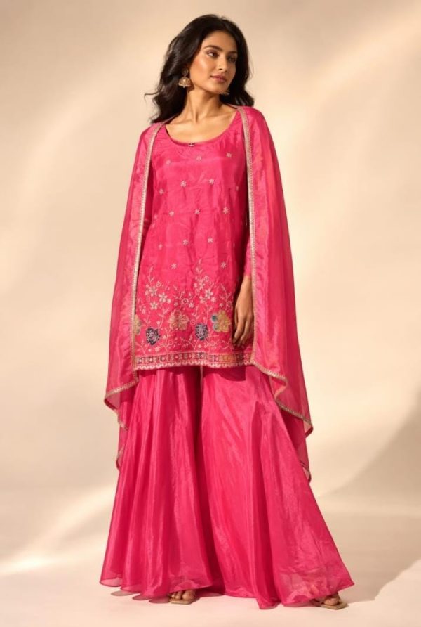 Pink Embroidered Ladies Dress with Dupatta