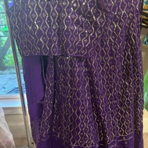 Purple Mirror Work Lehenga Set