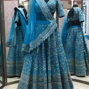 Royal Peacock Blue Heavy Embroidered Designer Lehenga CholiSet