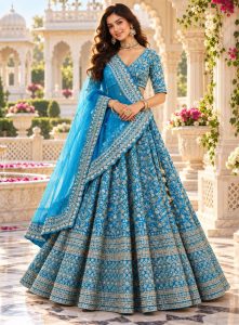 Royal Peacock Blue Heavy Embroidered Designer Lehenga CholiSet