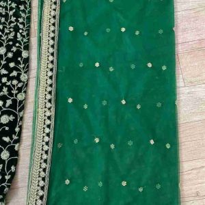 Turquoise Green Heavy Velvet Cording Embroidery Designer Lehenga Choli Set