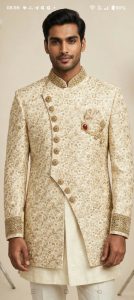 Ivory Gold Floral Embroidered Men's Sherwani