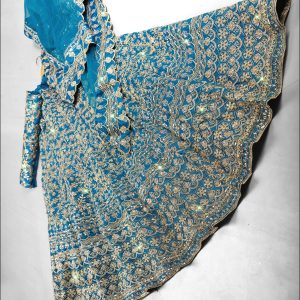 Royal blue gold embroidered lehenga set