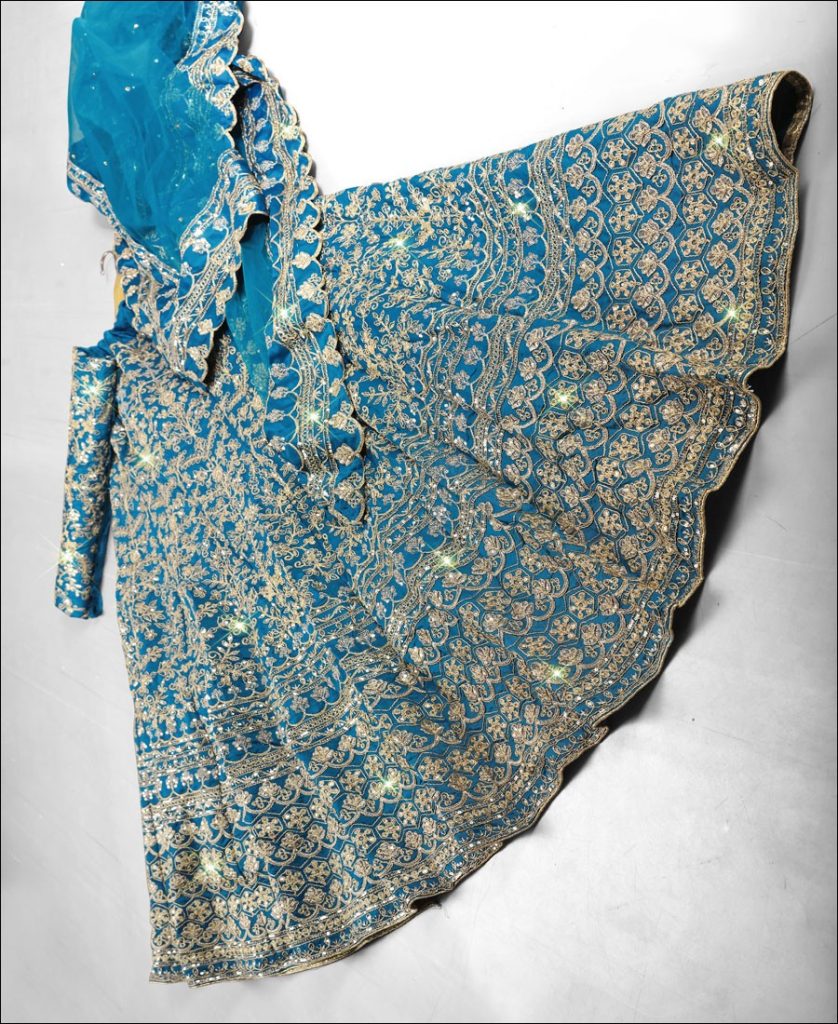 Royal blue gold embroidered lehenga set