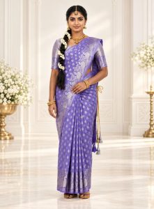 Lavender Silver Zari Silk Saree