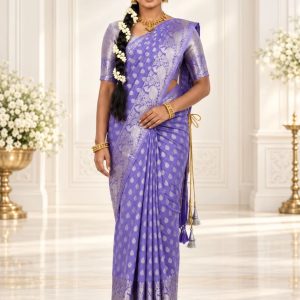 Lavender Silver Zari Silk Saree